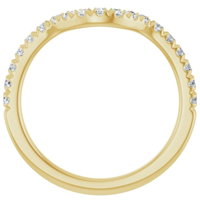 14K Yellow Gold Round 1.7 Mm Polished 3/8 Ctw Natural Diamond Contour Band Size 7