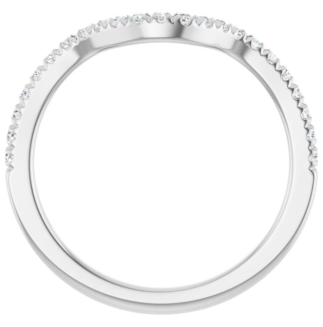 14K White Or Rose Gold Round 1.3 Mm Polished 1/5 Ctw Natural Diamond Contour Band