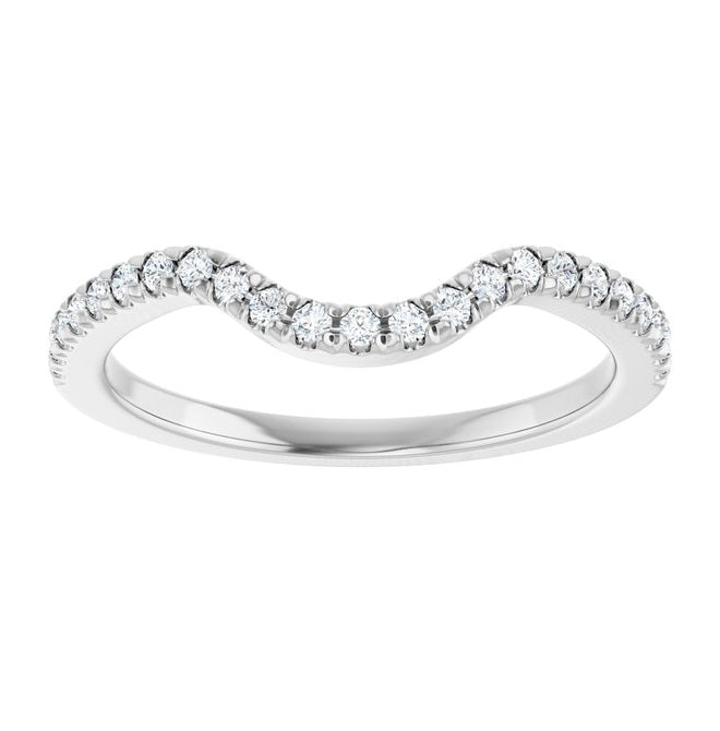14K White Or Rose Gold Round 1.3 Mm Polished 1/5 Ctw Natural Diamond Contour Band