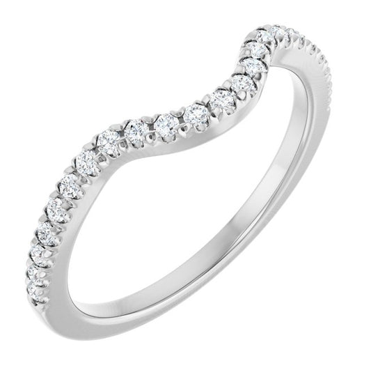 14K White Or Rose Gold Round 1.3 Mm Polished 1/5 Ctw Natural Diamond Contour Band