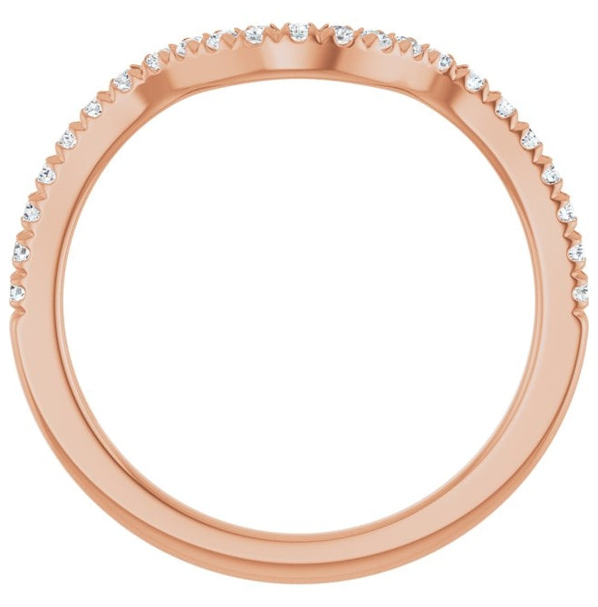 14K White Or Rose Gold Round 1.3 Mm Polished 1/5 Ctw Natural Diamond Contour Band