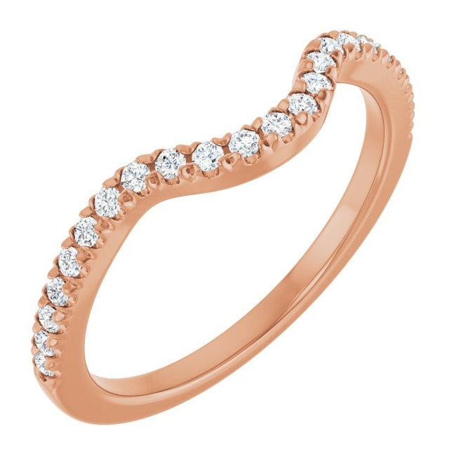 14K White Or Rose Gold Round 1.3 Mm Polished 1/5 Ctw Natural Diamond Contour Band