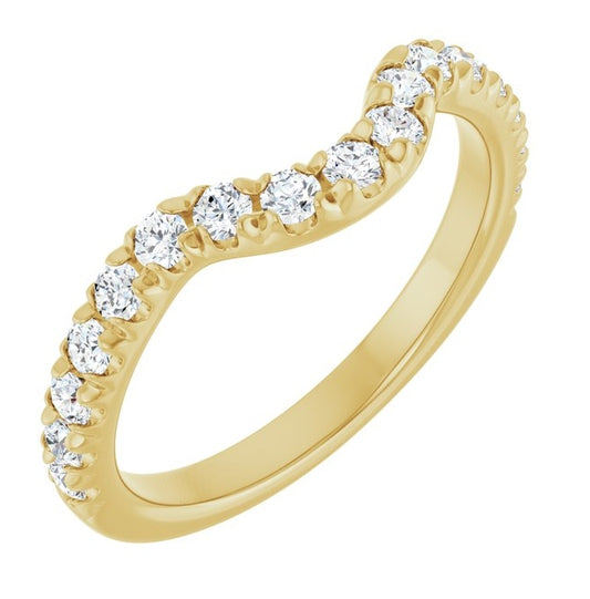 14K Yellow Or White Gold Round 2 Mm Polished 3/8 Ctw Lab-Grown Diamond Contour Band
