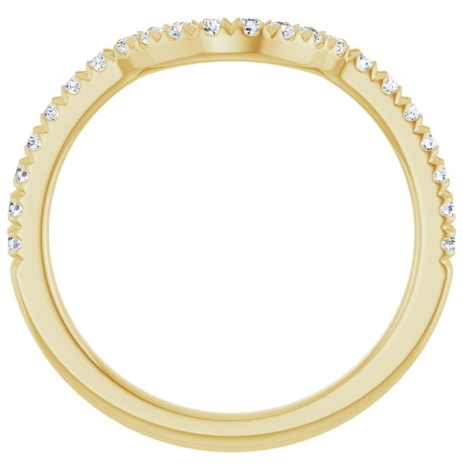 14K Yellow Gold Round 1.5 Mm Polished 1/3 Ctw Lab-Grown Diamond French-Set Contour Band Size 7