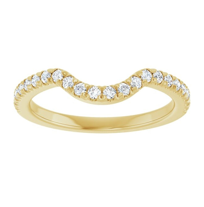 14K Yellow Gold Round 1.5 Mm Polished 1/3 Ctw Lab-Grown Diamond French-Set Contour Band Size 7