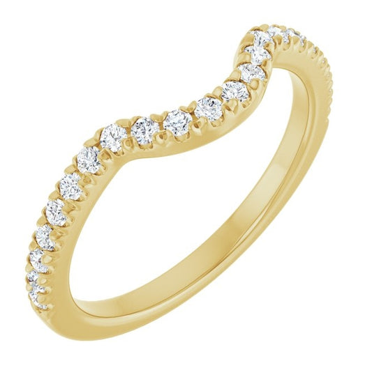 14K Yellow Gold Round 1.5 Mm Polished 1/3 Ctw Lab-Grown Diamond French-Set Contour Band Size 7