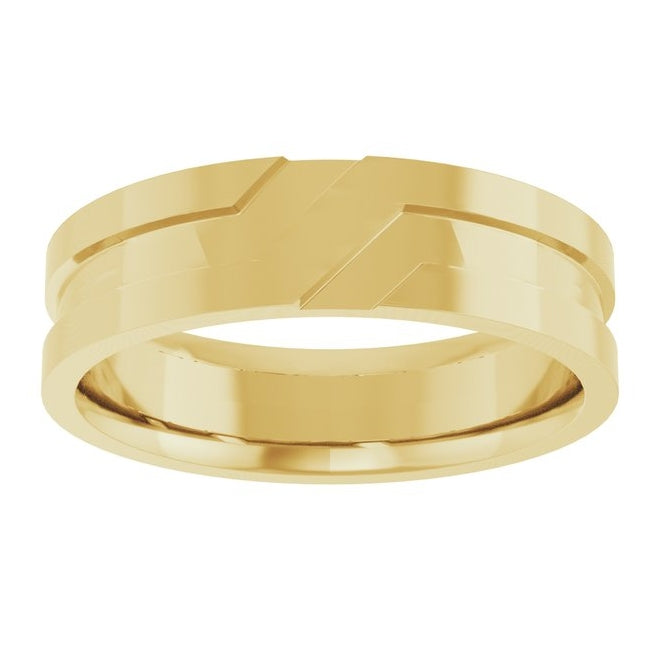 14K Yellow Or White Gold 6 Mm Polished Grooved Comfort-Fit Flat Band