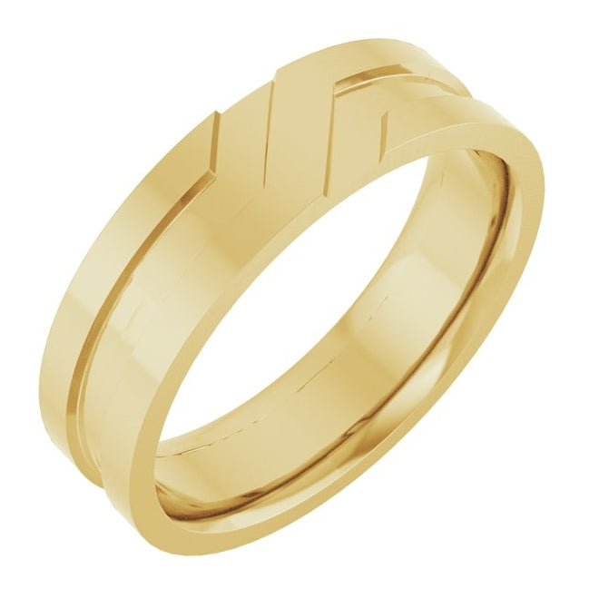 14K Yellow Or White Gold 6 Mm Polished Grooved Comfort-Fit Flat Band