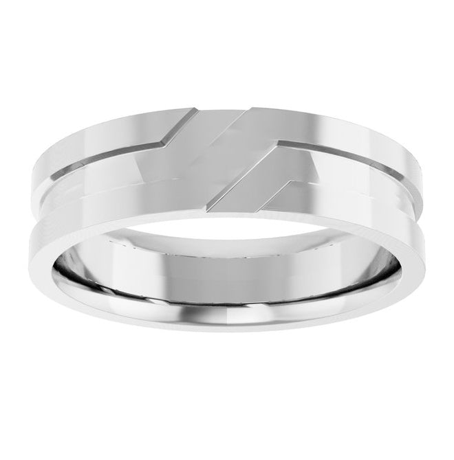 14K Yellow Or White Gold 6 Mm Polished Grooved Comfort-Fit Flat Band