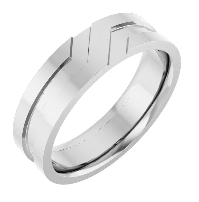 14K Yellow Or White Gold 6 Mm Polished Grooved Comfort-Fit Flat Band