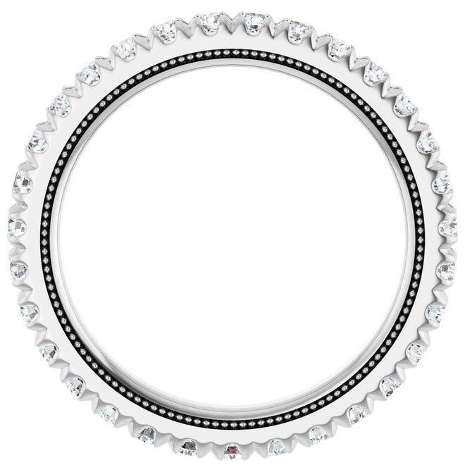14K Yellow Or White Gold Round 2 Mm Vs, F+ Polished 7/8 Ctw Lab-Grown Diamond Eternity Band Size 7