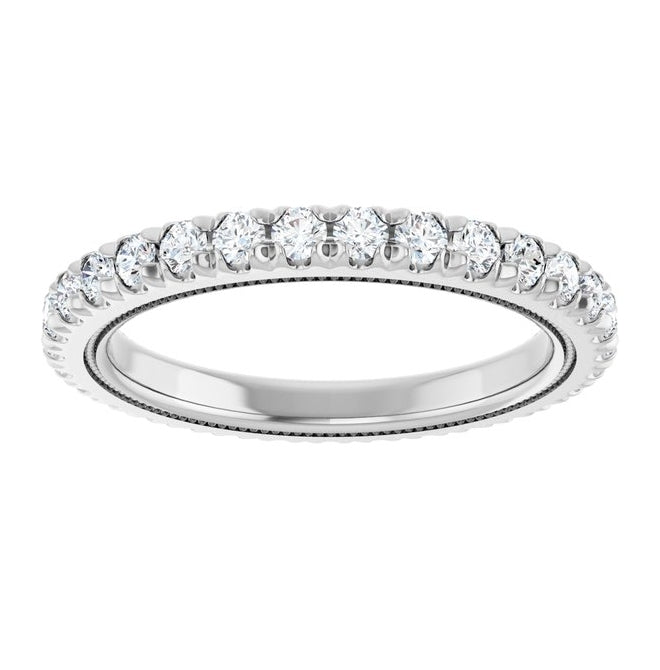 14K Yellow Or White Gold Round 2 Mm Vs, F+ Polished 7/8 Ctw Lab-Grown Diamond Eternity Band Size 7