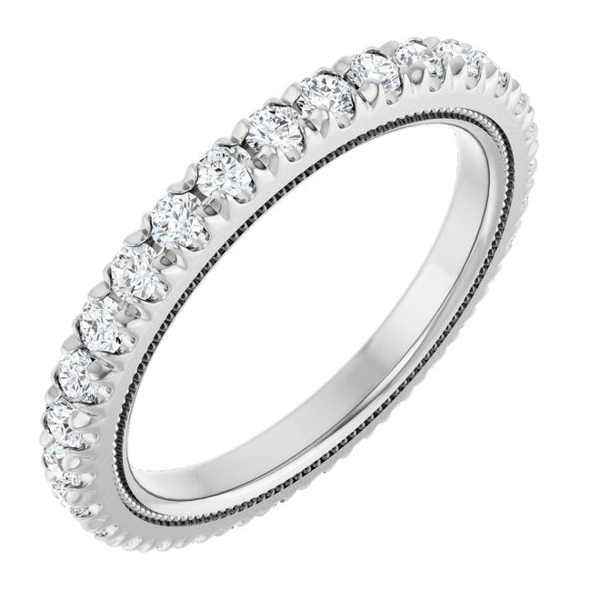 14K Yellow Or White Gold Round 2 Mm Vs, F+ Polished 7/8 Ctw Lab-Grown Diamond Eternity Band Size 7