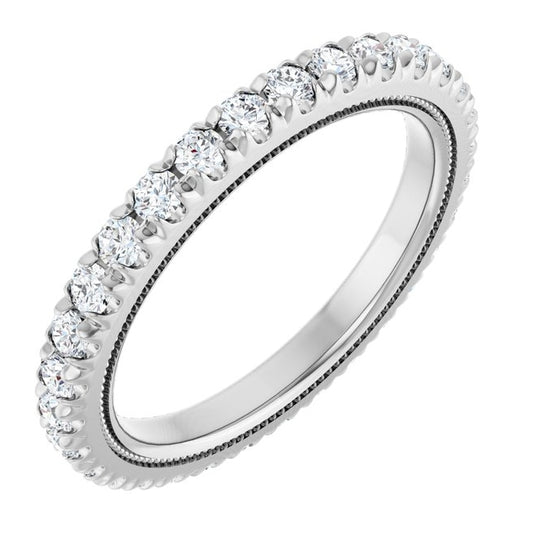14K Yellow Or White Gold Round 2 Mm Vs, F+ Polished 7/8 Ctw Lab-Grown Diamond Eternity Band Size 7