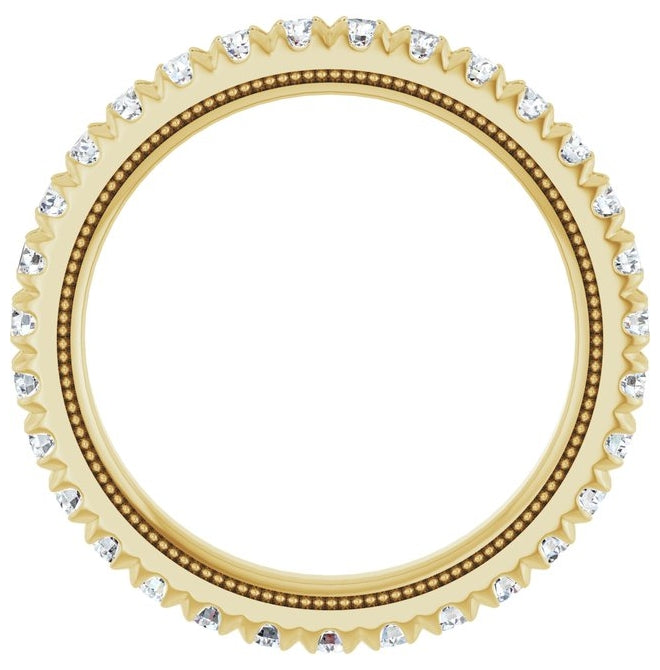14K Yellow Or White Gold Round 2 Mm Vs, F+ Polished 7/8 Ctw Lab-Grown Diamond Eternity Band Size 7