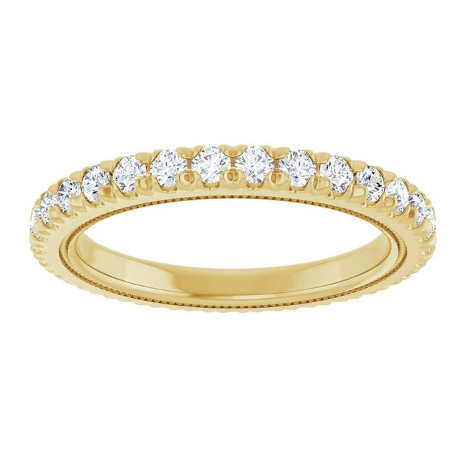 14K Yellow Or White Gold Round 2 Mm Vs, F+ Polished 7/8 Ctw Lab-Grown Diamond Eternity Band Size 7