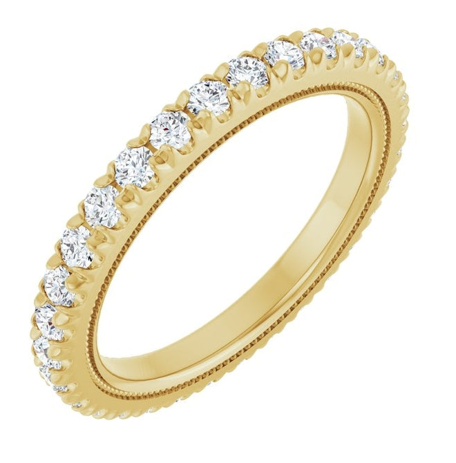 14K Yellow Or White Gold Round 2 Mm Vs, F+ Polished 7/8 Ctw Lab-Grown Diamond Eternity Band Size 7