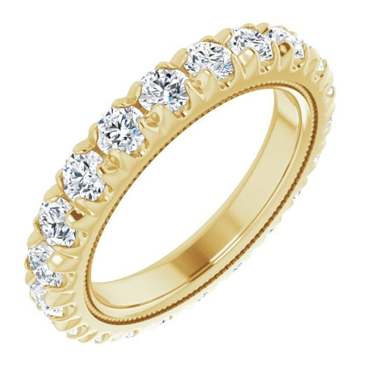 14K Yellow Gold Round 3 Mm Vs, F+ Polished 1 7/8 Ctw Lab-Grown Diamond Eternity Band Size 6