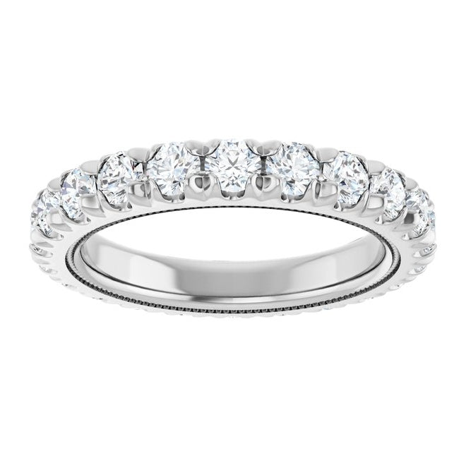 14K Yellow Or White Gold Round 3 Mm Vs, F+ Polished 2 Ctw Lab-Grown Diamond Eternity Band Size 7