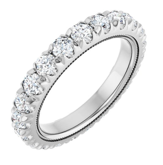 14K Yellow Or White Gold Round 3 Mm Vs, F+ Polished 2 Ctw Lab-Grown Diamond Eternity Band Size 7