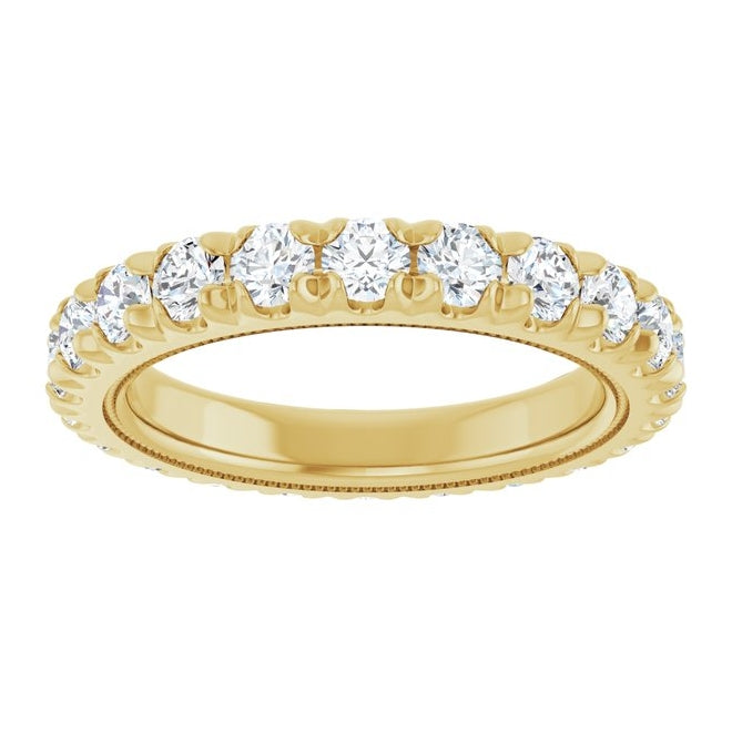 14K Yellow Or White Gold Round 3 Mm Vs, F+ Polished 2 Ctw Lab-Grown Diamond Eternity Band Size 7