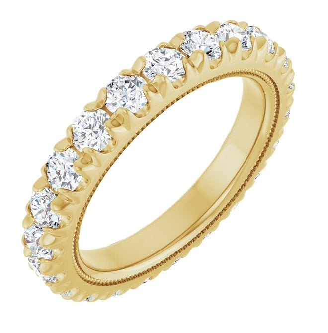 14K Yellow Or White Gold Round 3 Mm Vs, F+ Polished 2 Ctw Lab-Grown Diamond Eternity Band Size 7