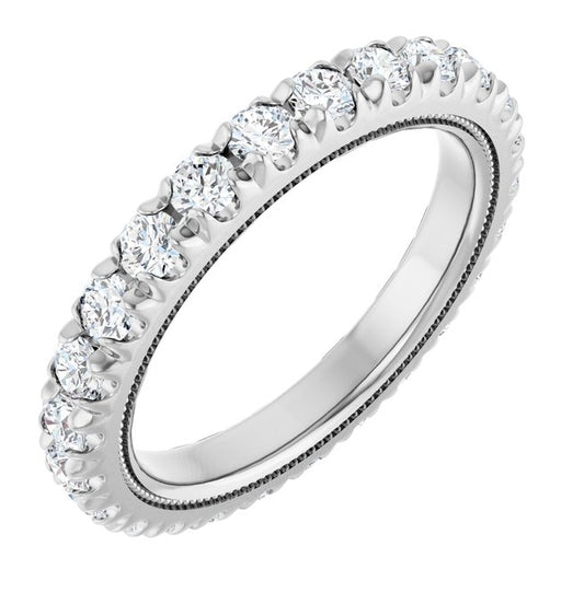 14K Yellow Or White Gold Round 2.5 Mm Vs, F+ Polished 1 1/2 Ctw Lab-Grown Diamond Eternity Band Size 7
