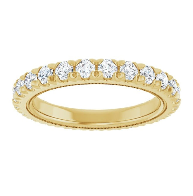 14K Yellow Or White Gold Round 2.5 Mm Vs, F+ Polished 1 1/2 Ctw Lab-Grown Diamond Eternity Band Size 7