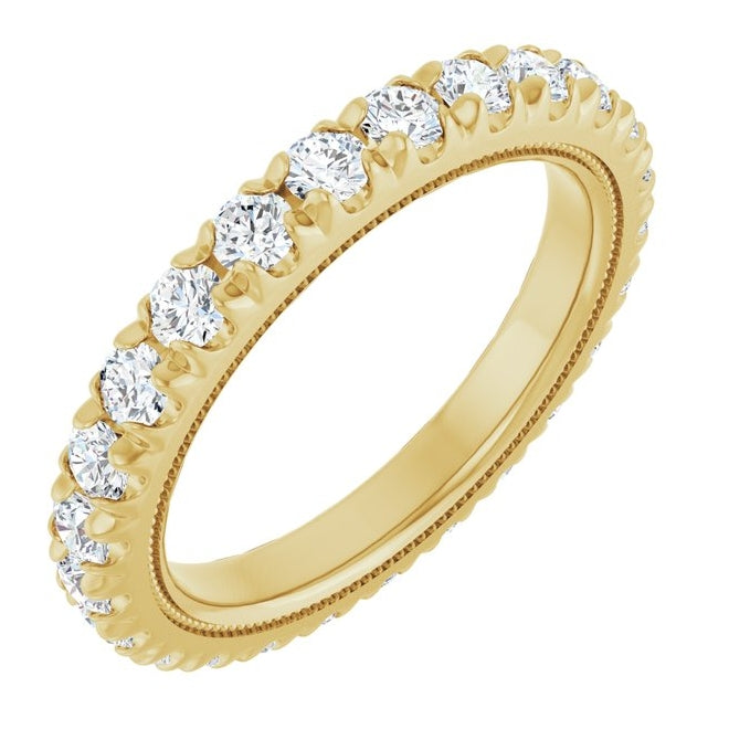14K Yellow Or White Gold Round 2.5 Mm Vs, F+ Polished 1 1/2 Ctw Lab-Grown Diamond Eternity Band Size 7