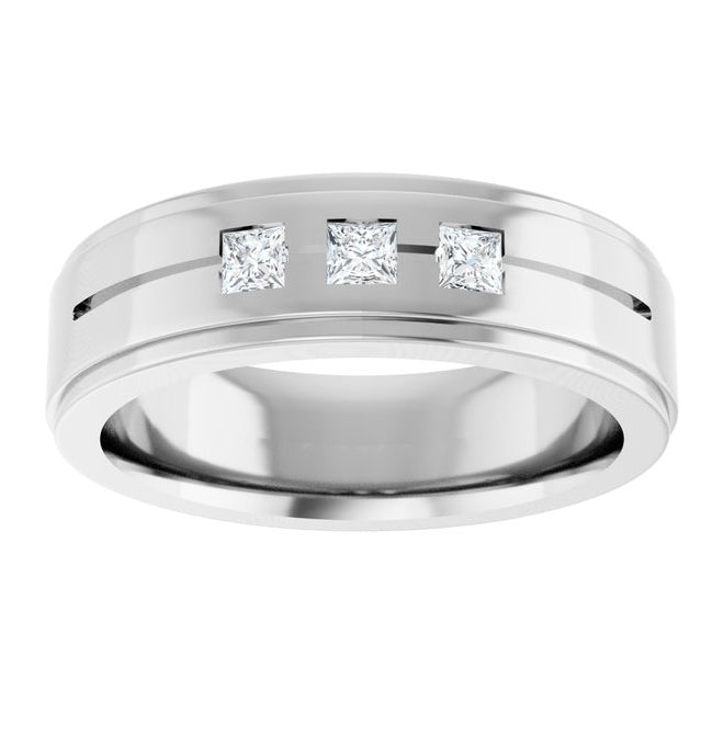 14K White Gold Square 2.5 X 2.5 Mm Si2-Si3, G-H  Polished 1/4 Ctw Natural Diamond Band Size 10