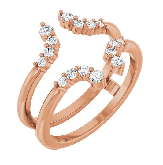 14K Rose Gold Round 2 Mm Polished 1/3 Ctw Lab-Grown Diamond Ring Guard Size 7
