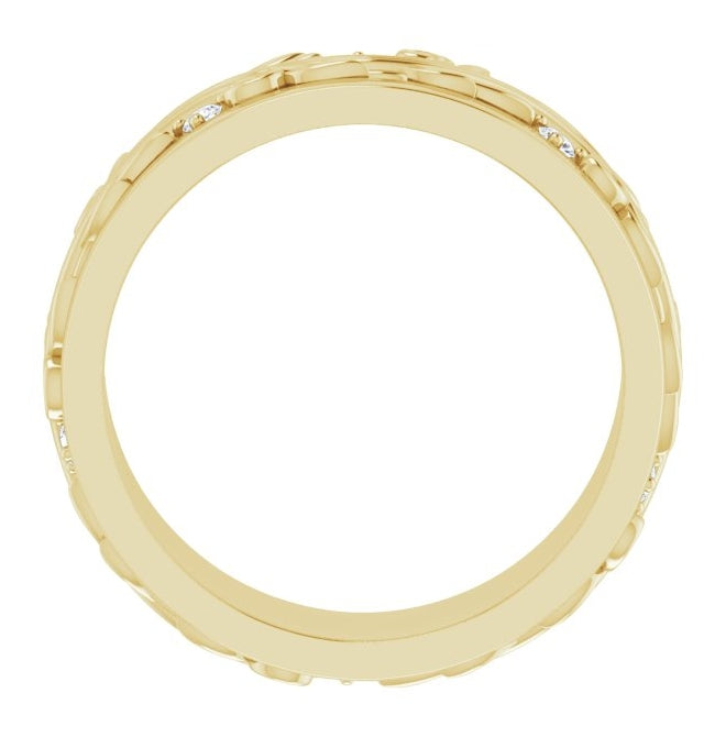 14K Yellow Gold Round 1.8 Mm Si2-Si3, G-H  Polished 1/4 Ctw Natural Diamond Band Size 9.5