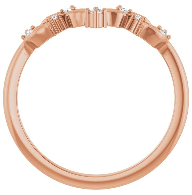 14K Rose Gold Round 1.5 Mm Polished .06 Ctw Lab Grown Diamond Contour Band Size 7
