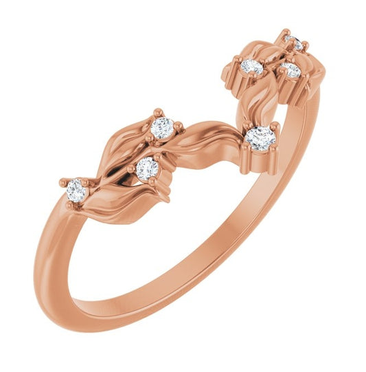 14K Rose Gold Round 1.5 Mm Polished .06 Ctw Lab Grown Diamond Contour Band Size 7