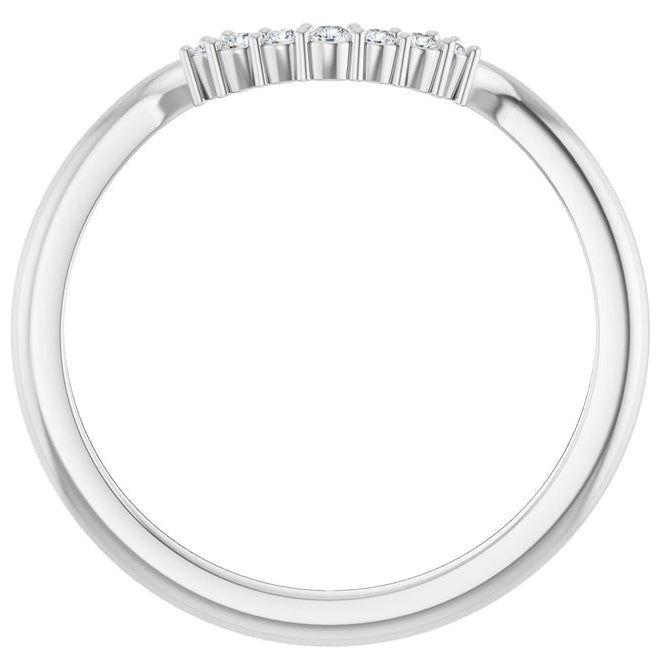 14K White Gold Round All Sizes Si2-Si3, G-H  Polished .06 Ctw Natural Diamond Matching Band