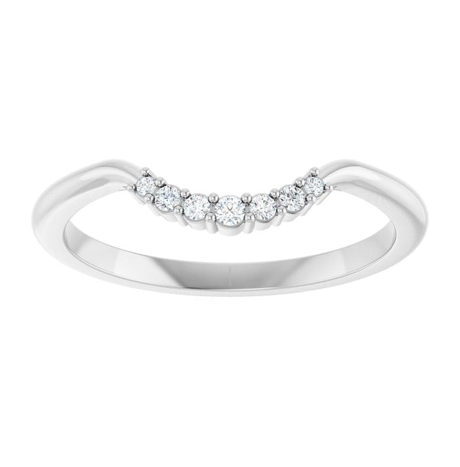 14K White Gold Round All Sizes Si2-Si3, G-H  Polished .06 Ctw Natural Diamond Matching Band