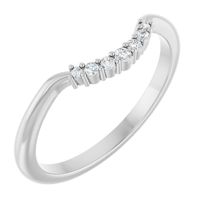 14K White Gold Round All Sizes Si2-Si3, G-H  Polished .06 Ctw Natural Diamond Matching Band