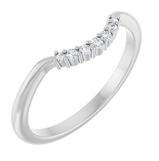 14K White Gold Round All Sizes Si2-Si3, G-H  Polished .06 Ctw Natural Diamond Matching Band