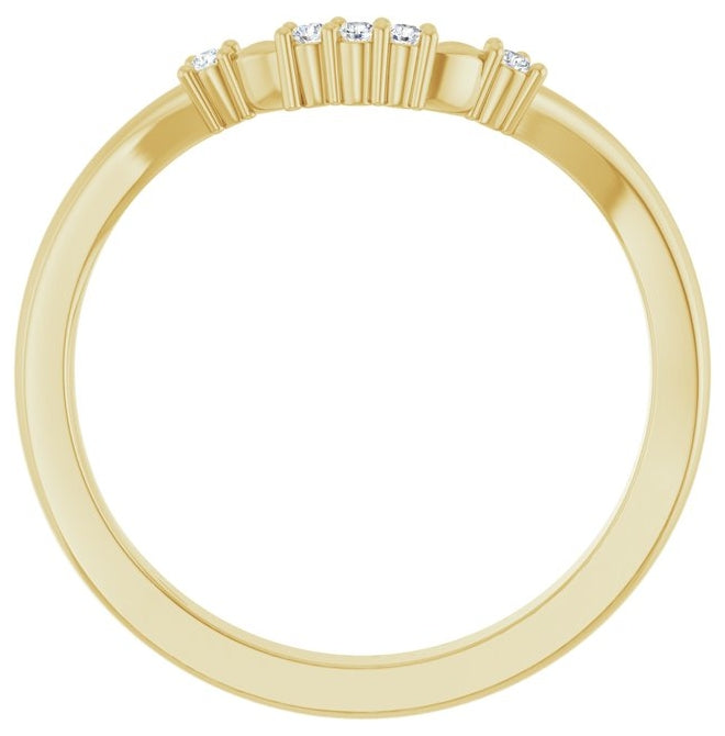 14K Yellow Gold Pear 9 X 6 Mm Vs, F+  Polished .04 Ctw Lab-Grown Diamond Matching Band Size 7
