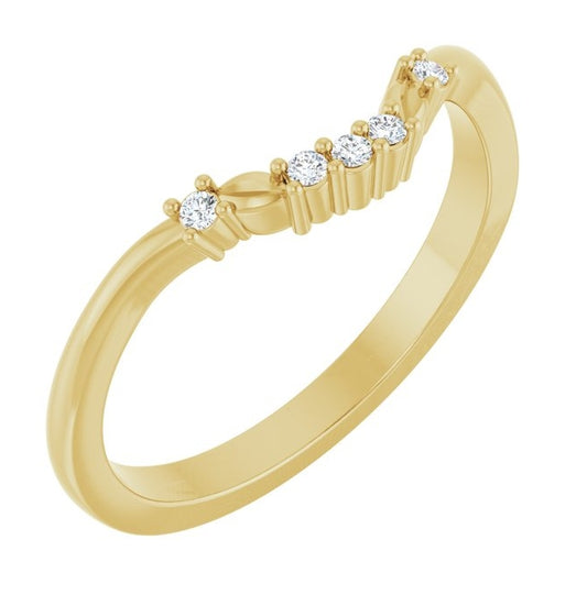 14K Yellow Gold Pear 9 X 6 Mm Vs, F+  Polished .04 Ctw Lab-Grown Diamond Matching Band Size 7