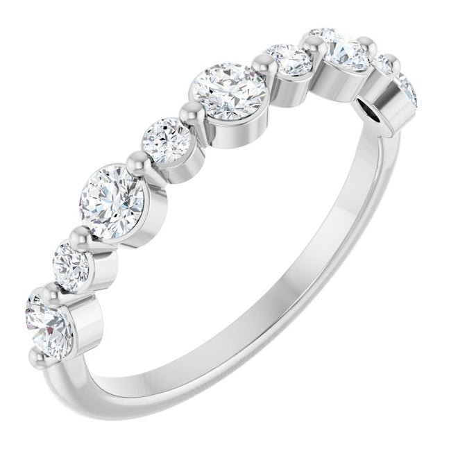14K White Gold Round 3 Mm Polished 1/2 Ctw Natural Diamond Anniversary Band Size 7