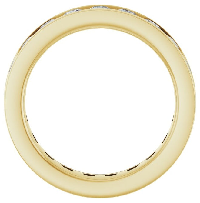 14K Yellow Gold Round 3 Mm Si2-Si3, G-H Polished 1 7/8 Ctw Natural Diamond Eternity Band Size 7