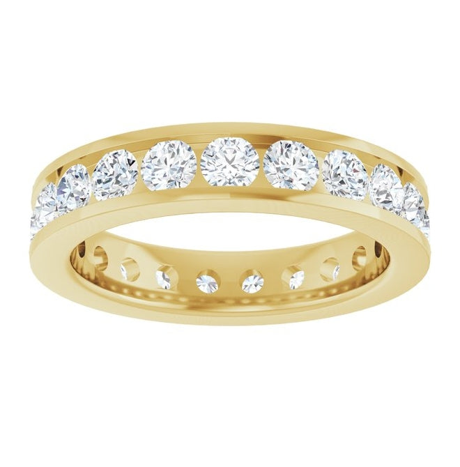 14K Yellow Gold Round 3 Mm Si2-Si3, G-H Polished 1 7/8 Ctw Natural Diamond Eternity Band Size 7