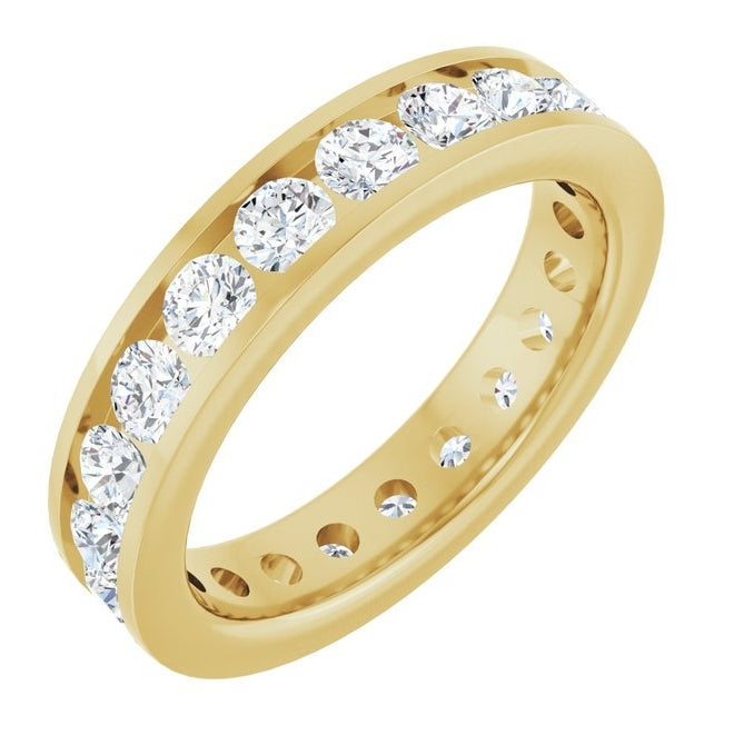 14K Yellow Gold Round 3 Mm Si2-Si3, G-H Polished 1 7/8 Ctw Natural Diamond Eternity Band Size 7