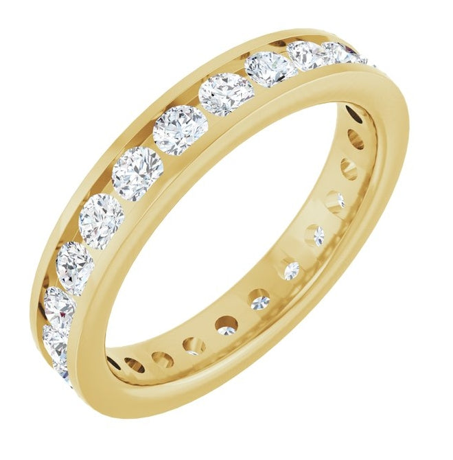 14K Yellow Or White Gold Round 2.5 Mm Si2-Si3, G-H Polished 1 3/8 Ctw Natural Diamond Eternity Band