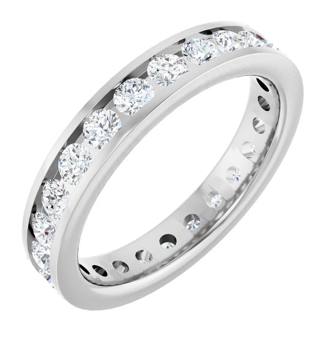 14K Yellow Or White Gold Round 2.5 Mm Si2-Si3, G-H Polished 1 3/8 Ctw Natural Diamond Eternity Band