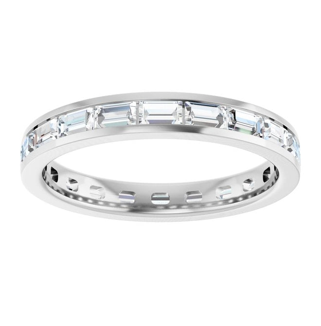 14K White Gold Straight Baguette 3 X 2 Mm Vs, G-H Polished 1 5/8 Ctw Lab-Grown Diamond Eternity Band Size 7