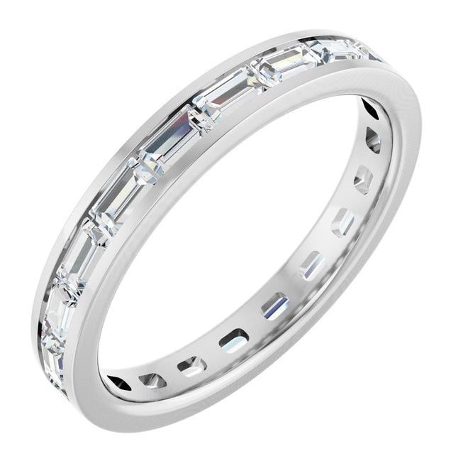 14K White Gold Straight Baguette 3 X 2 Mm Vs, G-H Polished 1 5/8 Ctw Lab-Grown Diamond Eternity Band Size 7