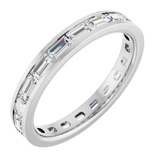 14K White Gold Straight Baguette 3 X 2 Mm Vs, G-H Polished 1 5/8 Ctw Lab-Grown Diamond Eternity Band Size 7