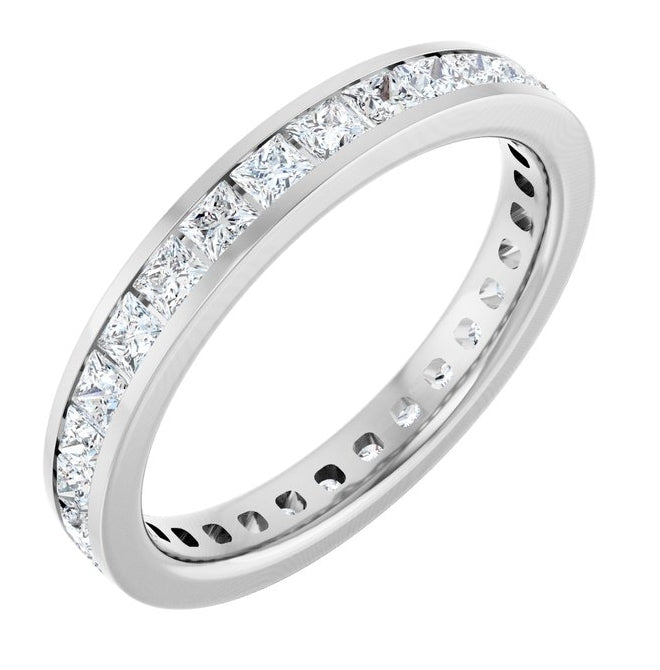 14K White Gold Square 2 X 2 Mm Vs, F+ Polished 1 5/8 Ctw Lab-Grown Diamond Eternity Band Size 7
